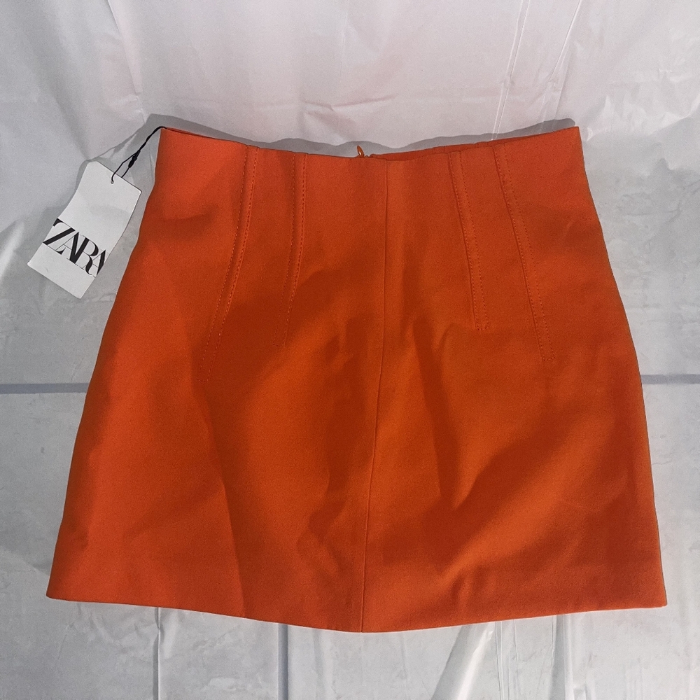 Zara Women's Vibrant Orange Mini Skirt